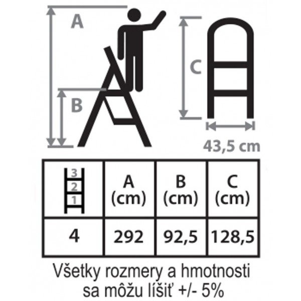 Kopėčios 4 pakopų sulankstomos 150kg                                                                